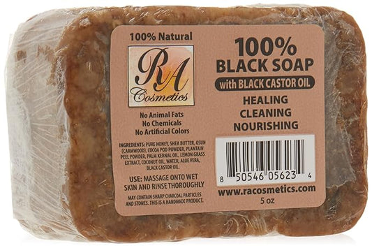 100% BLACK SOAP BAR - BLACK CASTOR OIL